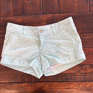 Lilly Pulitzer Walsh shorts size 0 in mint blue eyelet fabric. GUC.